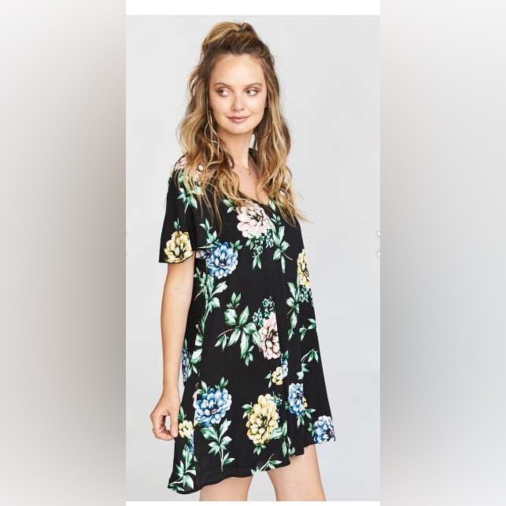 Show Me Your Mumu Kylie Floral Babydoll Mini Dress Black XS